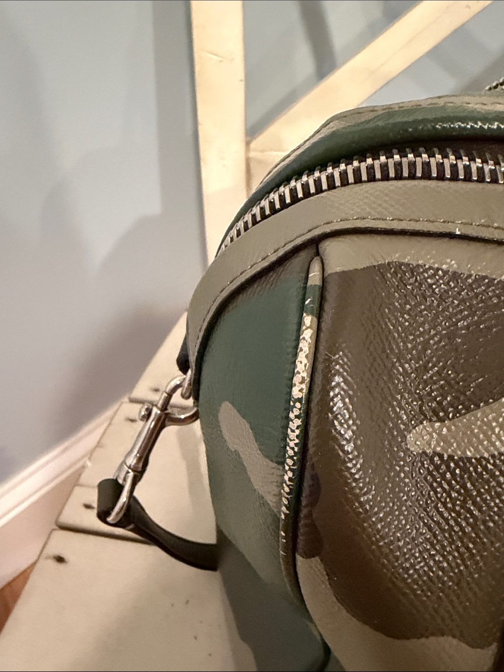 Coach Camo Surrey Satchel Leather Zip Satchel in Green/Brown - Picture 6 of 16